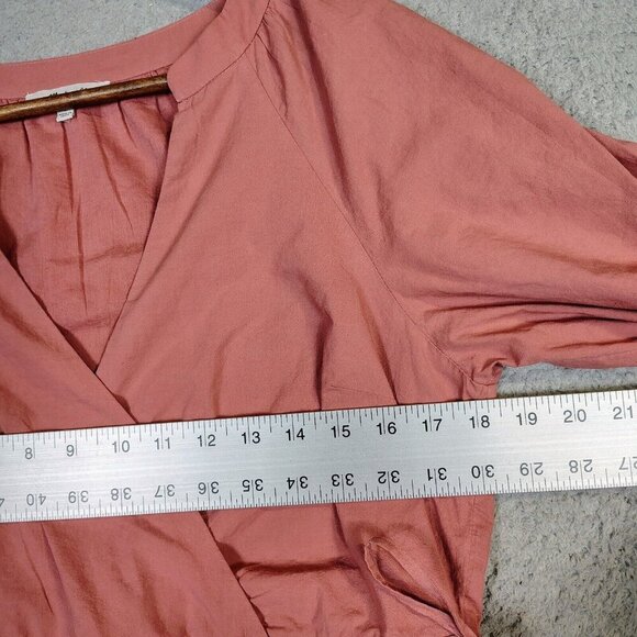 Madewell Dress Women's Small Coral Crinkle Wrap Tiered Pleated A-Line Prairie - Picture 12 of 12